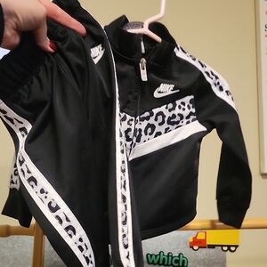 Nike Black and White Leopard Print Tracksuit Set Size 12 MONTHS